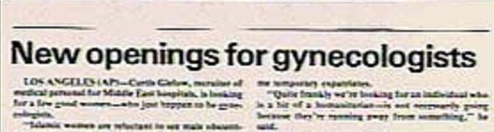 Headline: New openings for gynecologists